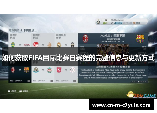 如何获取FIFA国际比赛日赛程的完整信息与更新方式